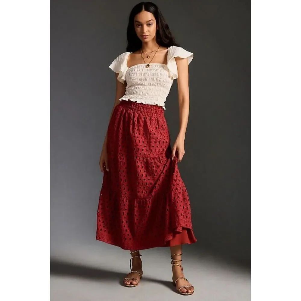 Anthropologie The Somerset Maxi Skirt Eyelet Edition